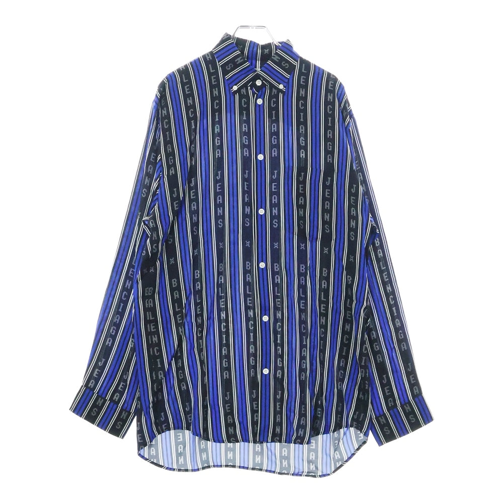 BALENCIAGA(バレンシアガ) 20SS L/S Logo Button Down Shirt ロゴボタンダウンストライプ長袖シャツ ブルー 658956 TKL32