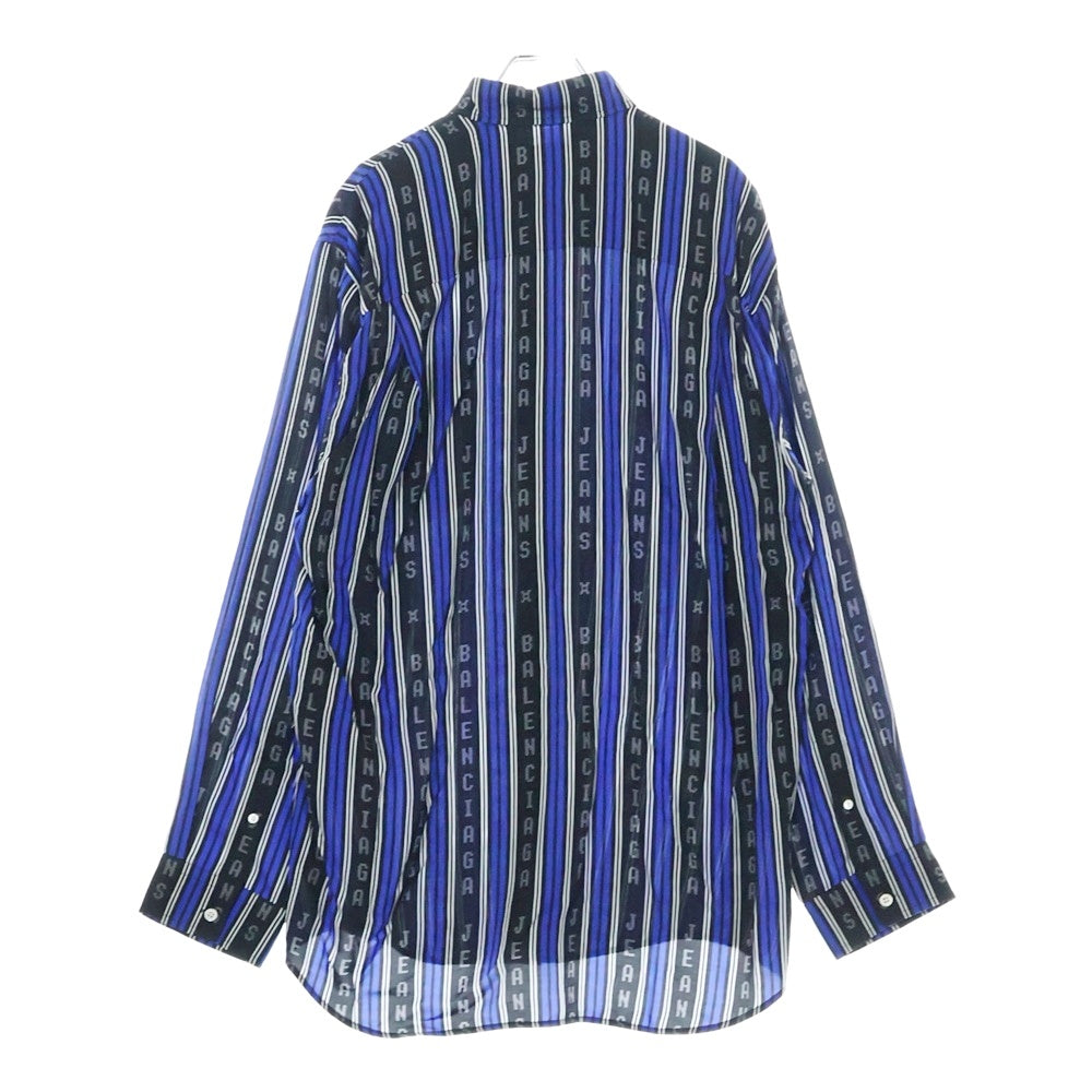 BALENCIAGA(バレンシアガ) 20SS L/S Logo Button Down Shirt ロゴボタンダウンストライプ長袖シャツ ブルー 658956 TKL32