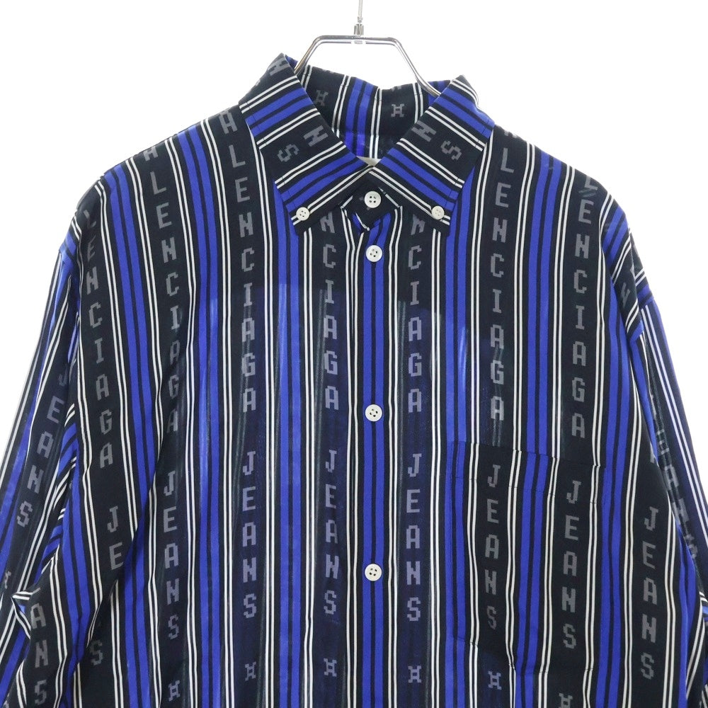 BALENCIAGA(バレンシアガ) 20SS L/S Logo Button Down Shirt ロゴボタンダウンストライプ長袖シャツ ブルー 658956 TKL32