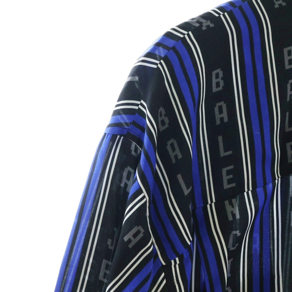 BALENCIAGA(バレンシアガ) 20SS L/S Logo Button Down Shirt ロゴボタンダウンストライプ長袖シャツ ブルー 658956 TKL32