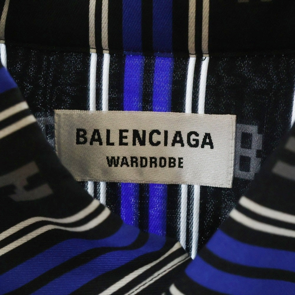 BALENCIAGA(バレンシアガ) 20SS L/S Logo Button Down Shirt ロゴボタンダウンストライプ長袖シャツ ブルー 658956 TKL32