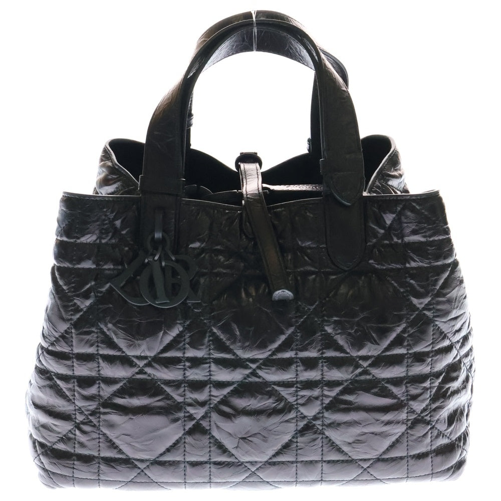 Christian Dior(クリスチャンディオール) toujours トゥジュール ミディアム ハンドバッグ メタリック ブラック レザー