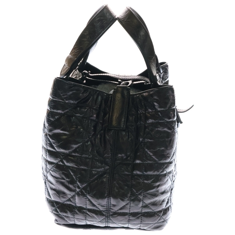Christian Dior(クリスチャンディオール) toujours トゥジュール ミディアム ハンドバッグ メタリック ブラック レザー