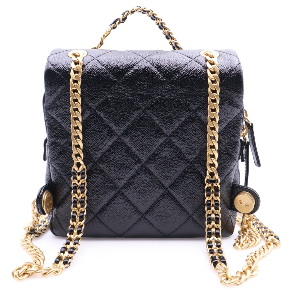CHANEL(シャネル) マトラッセ チェーン 2WAY ハンドバッグ バックパック リュックサック ブラック キャビアスキン ゴールド金具