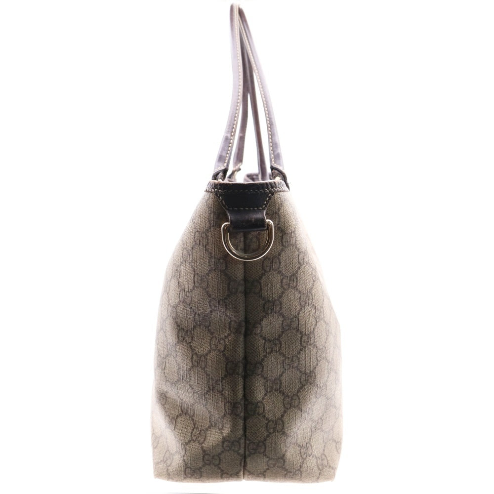 GUCCI(グッチ) GGスプリーム ストライプ PVC レザー ハンド トートバッグ ベージュ/ブラウン 203693