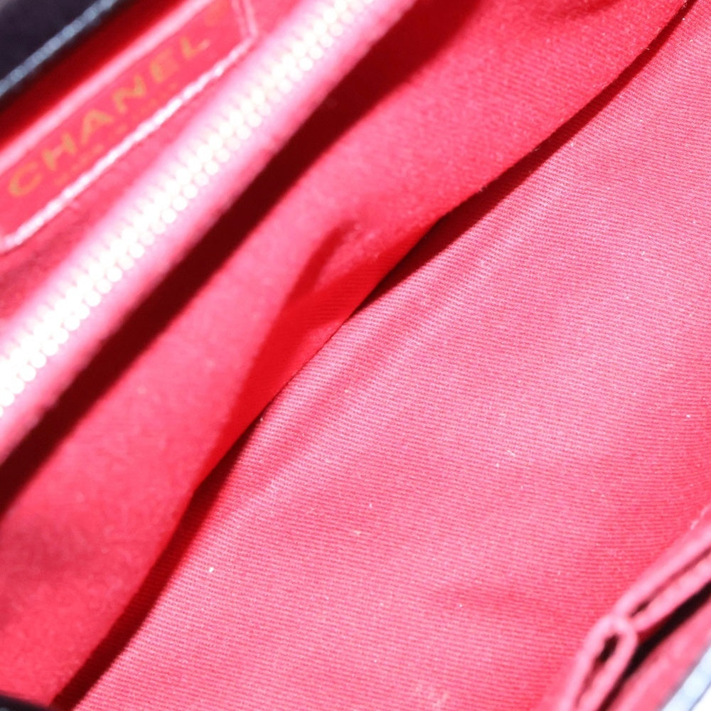 CHANEL(シャネル) Vステッチ シェブロン トップハンドル チェーン ショルダーバッグ ブラック ラムスキン ゴールド金具 A92991