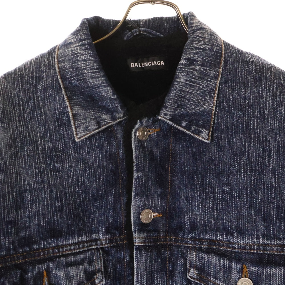 BALENCIAGA(バレンシアガ) フェイクシアリング デニム ジャケット インディゴブルー #44 583230