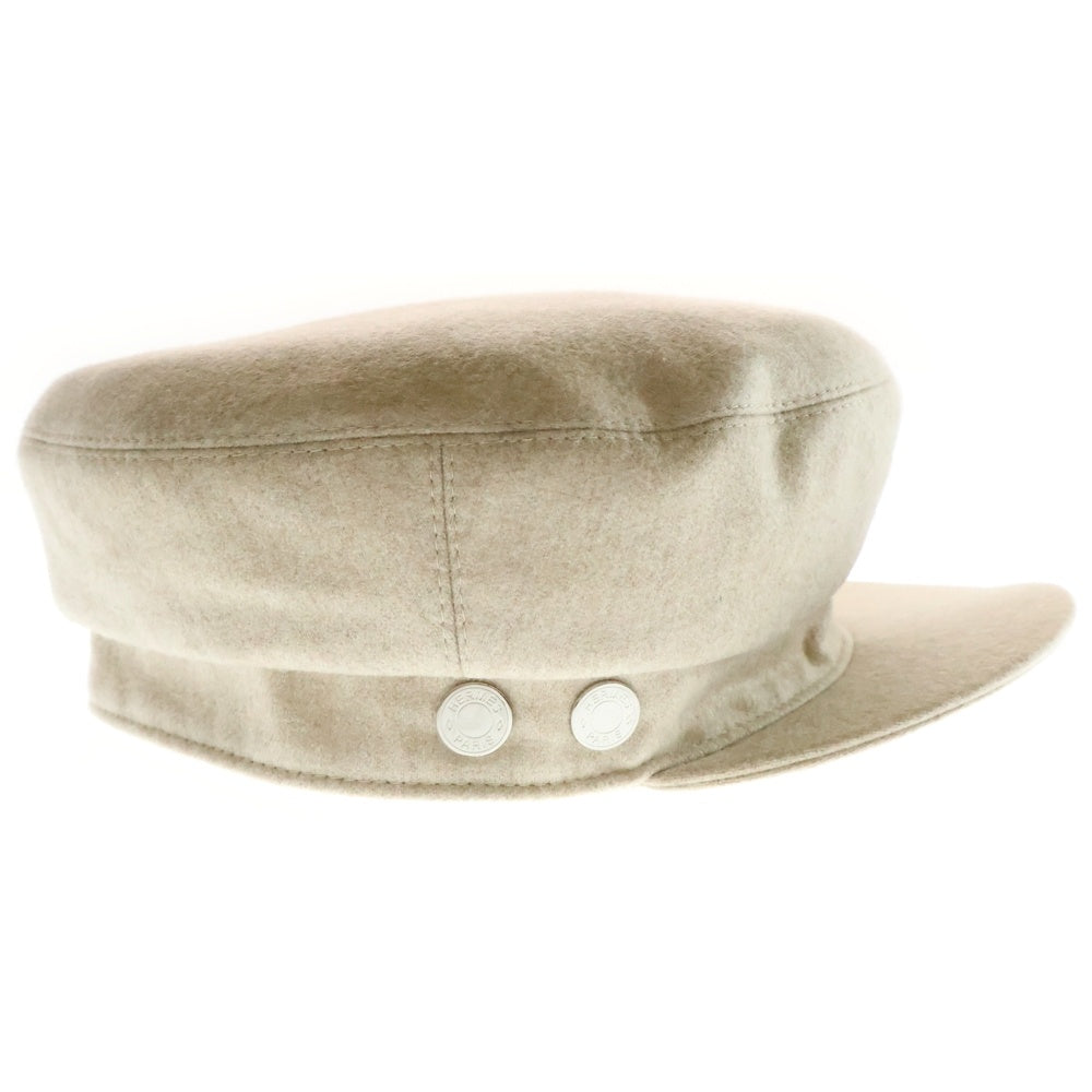 HERMES(エルメス) セリエ キャスケット 帽子 シルバー金具 ベージュ #58