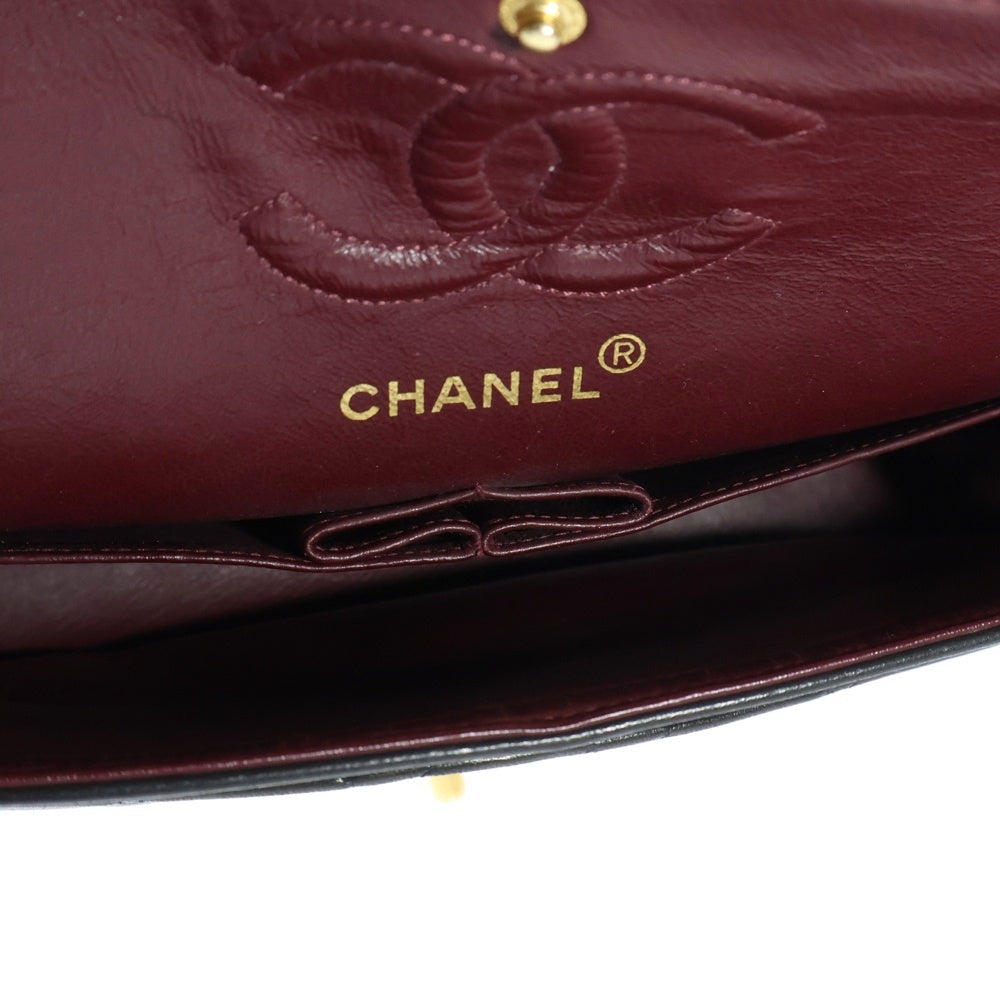 CHANEL(シャネル) マトラッセ23 ダブルフラップダブルチェーン ショルダーバッグ ブラック ラムスキン ゴールド金具