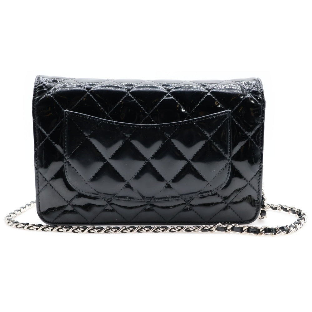 CHANEL(シャネル) チェーンウォレット ショルダーバッグ シルバー金具 パテントレザー エナメル ブラック A33814