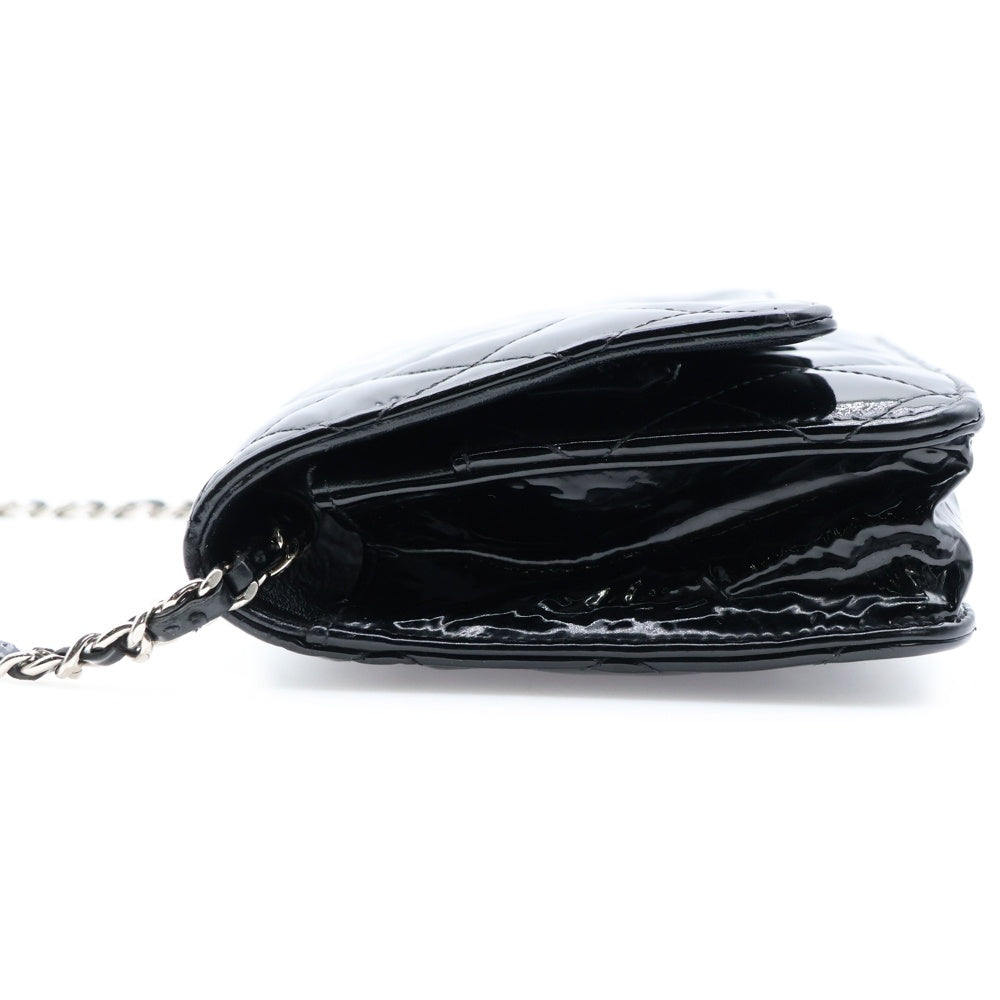 CHANEL(シャネル) チェーンウォレット ショルダーバッグ シルバー金具 パテントレザー エナメル ブラック A33814