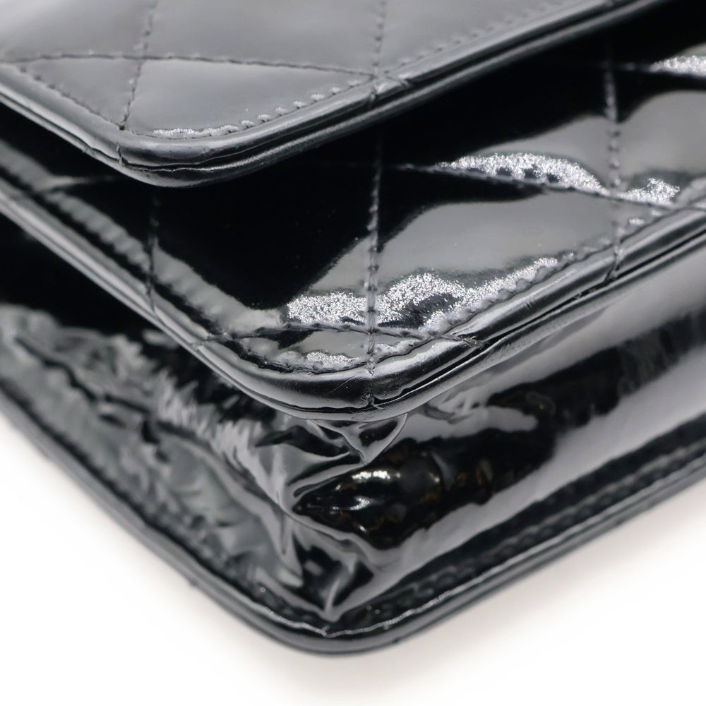 CHANEL(シャネル) チェーンウォレット ショルダーバッグ シルバー金具 パテントレザー エナメル ブラック A33814