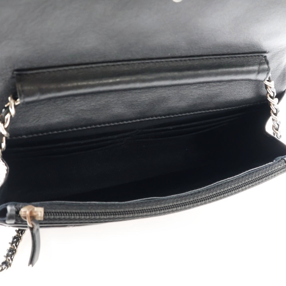 CHANEL(シャネル) チェーンウォレット ショルダーバッグ シルバー金具 パテントレザー エナメル ブラック A33814