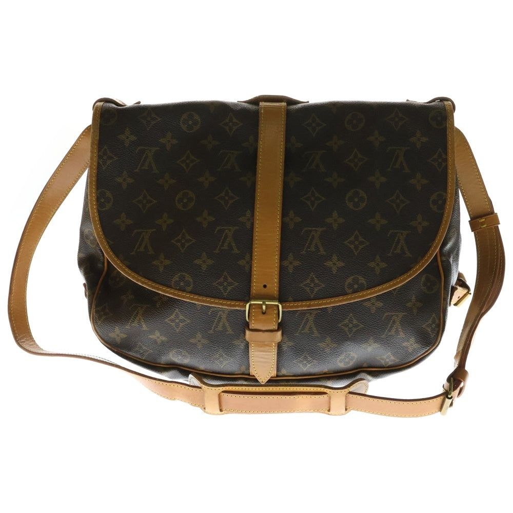 LOUIS VUITTON(ルイヴィトン) ソミュール35 モノグラム PVC レザー ショルダーバッグ ブラウン M42254
