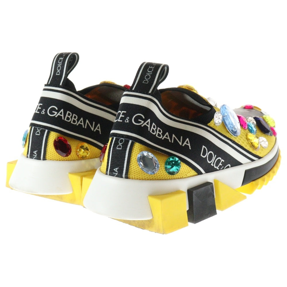 DOLCE & GABBANA(ドルチェアンドガッバーナ) ソレント ロゴプリント ビジュー装飾 ローカットシューズ ソックススニーカー イエロー/ブラック CK1641 AZ142