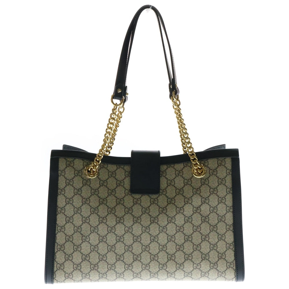 GUCCI(グッチ) GGスプリーム パドロック 2WAYバッグ ハンドバッグ チェーンショルダーバッグ ベージュ×ブラック ゴールド金具 レザー×PVC 479197