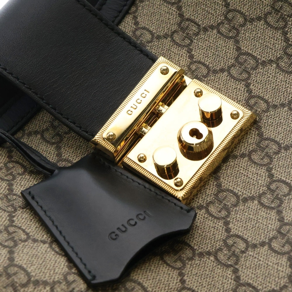 GUCCI(グッチ) GGスプリーム パドロック 2WAYバッグ ハンドバッグ チェーンショルダーバッグ ベージュ×ブラック ゴールド金具 レザー×PVC 479197