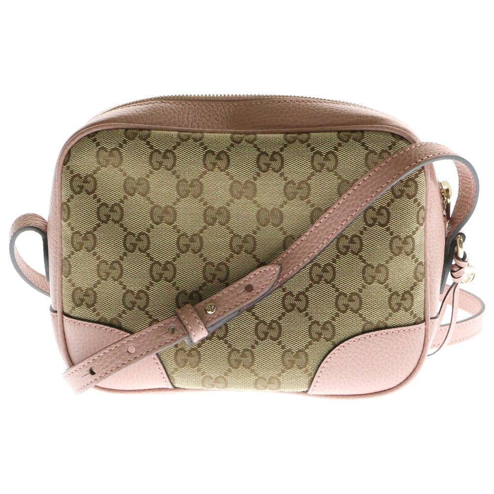 GUCCI(グッチ) GGキャンバス ショルダーバッグ ピンク ベージュ PVC×レザー 449413