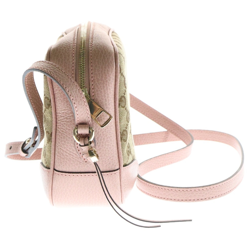 GUCCI(グッチ) GGキャンバス ショルダーバッグ ピンク ベージュ PVC×レザー 449413