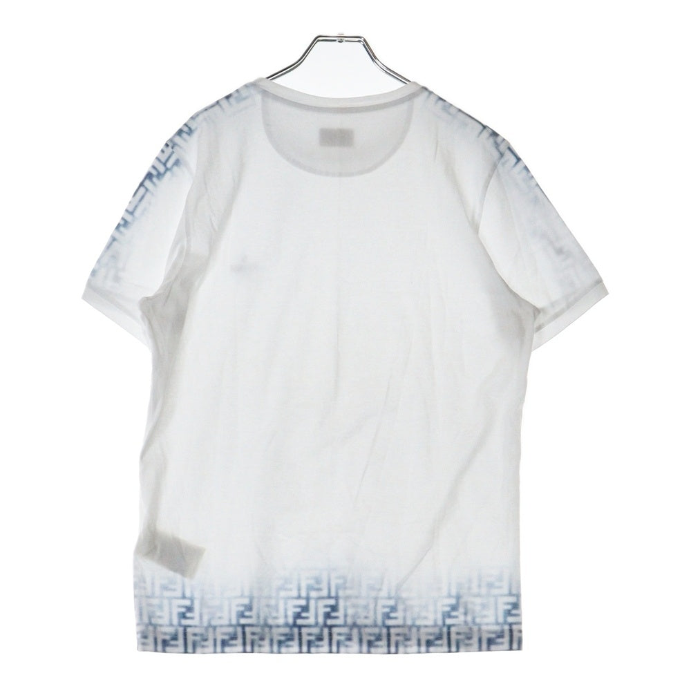 FENDI(フェンディ) ロゴプリント グラデーション ズッカ柄 クルーネック 半袖Tシャツ カットソー ホワイト FY0894 AN21