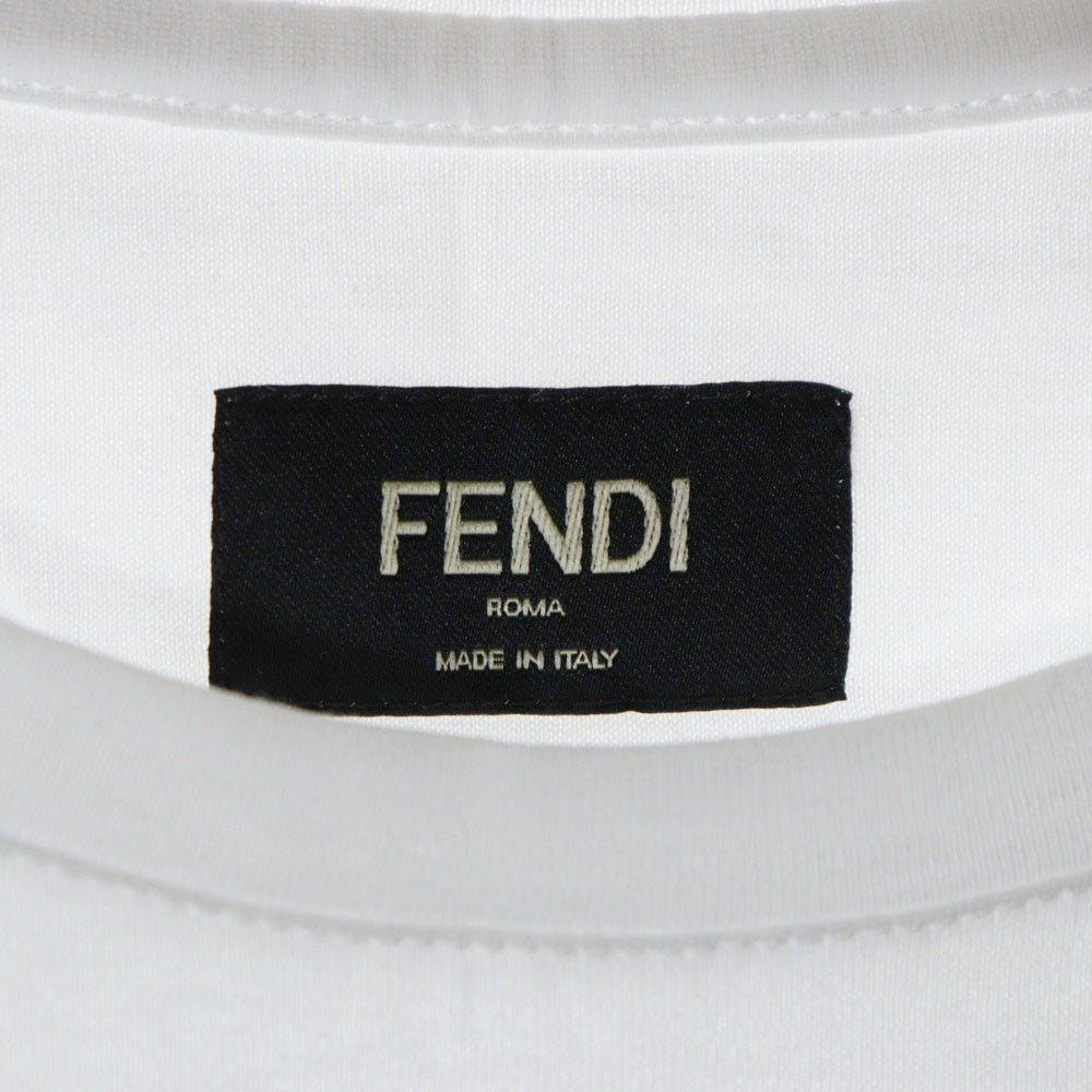 FENDI(フェンディ) ロゴプリント グラデーション ズッカ柄 クルーネック 半袖Tシャツ カットソー ホワイト FY0894 AN21