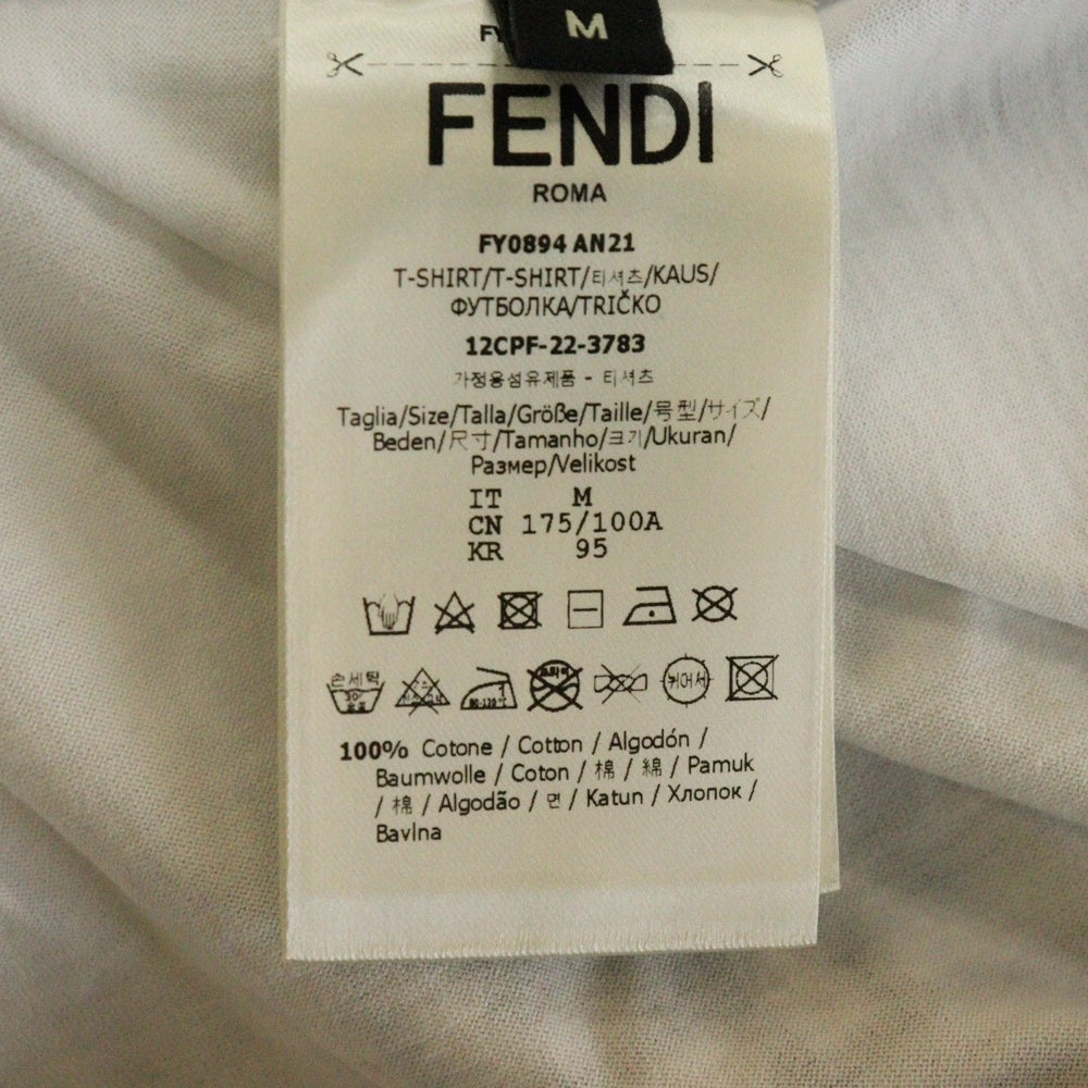 FENDI(フェンディ) ロゴプリント グラデーション ズッカ柄 クルーネック 半袖Tシャツ カットソー ホワイト FY0894 AN21