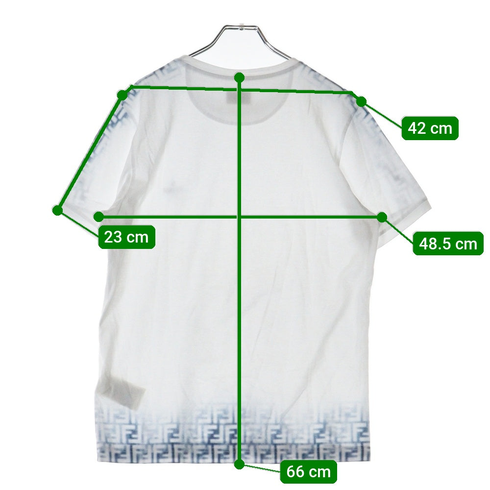 FENDI(フェンディ) ロゴプリント グラデーション ズッカ柄 クルーネック 半袖Tシャツ カットソー ホワイト FY0894 AN21