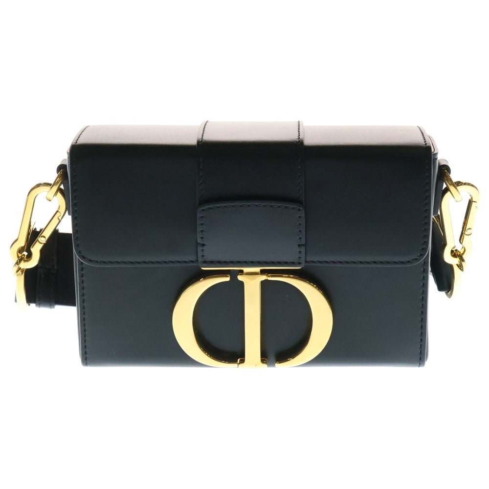 Christian Dior(クリスチャンディオール) モンテーニュ30 ロゴプレート レザー ショルダーバッグ ゴールド金具 ブラック M9204UMOS