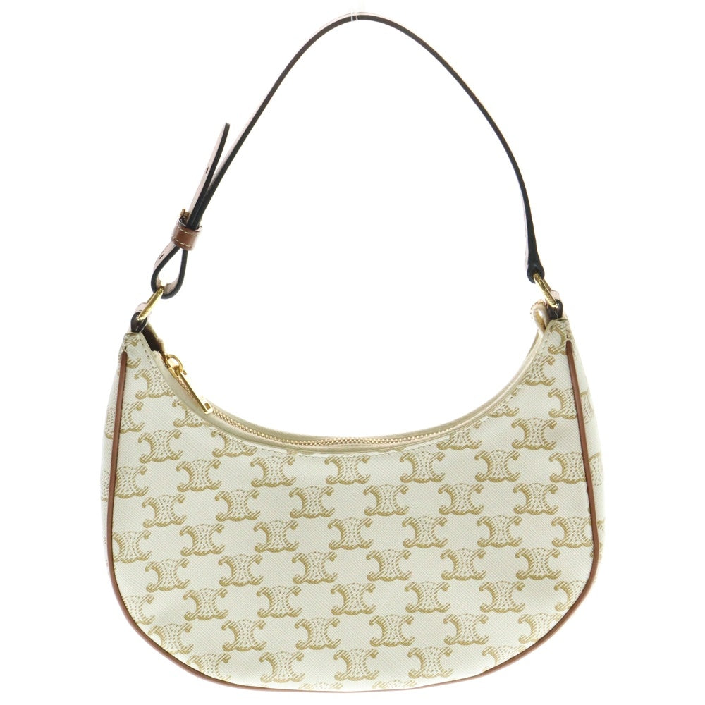 CELINE(セリーヌ) AVA トリオンフ ハンドバッグ ワンショルダーバッグ ブラウン×ホワイト ゴールド金具 レザー×PVC