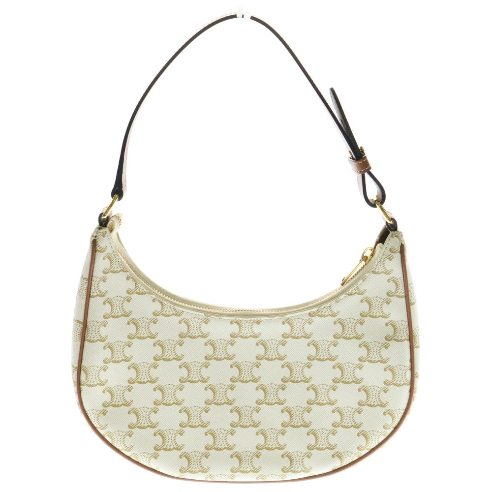 CELINE(セリーヌ) AVA トリオンフ ハンドバッグ ワンショルダーバッグ ブラウン×ホワイト ゴールド金具 レザー×PVC