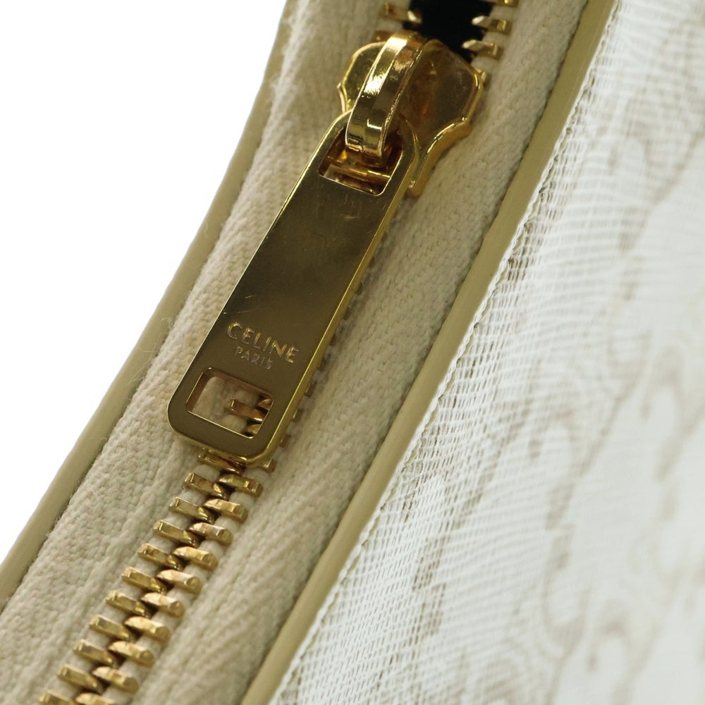 CELINE(セリーヌ) AVA トリオンフ ハンドバッグ ワンショルダーバッグ ブラウン×ホワイト ゴールド金具 レザー×PVC
