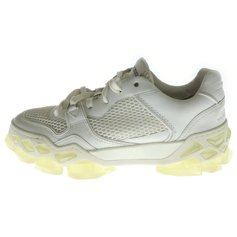 JIMMY CHOO(ジミーチュウ) DIAMOND X TRAINER ダイヤモンド トレーナー レザー メッシュ ローカットスニーカー ホワイト