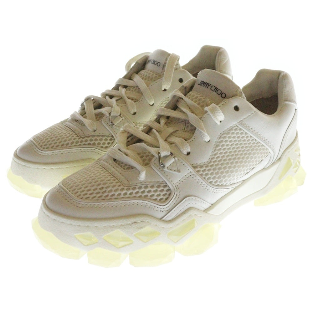 JIMMY CHOO(ジミーチュウ) DIAMOND X TRAINER ダイヤモンド トレーナー レザー メッシュ ローカットスニーカー ホワイト