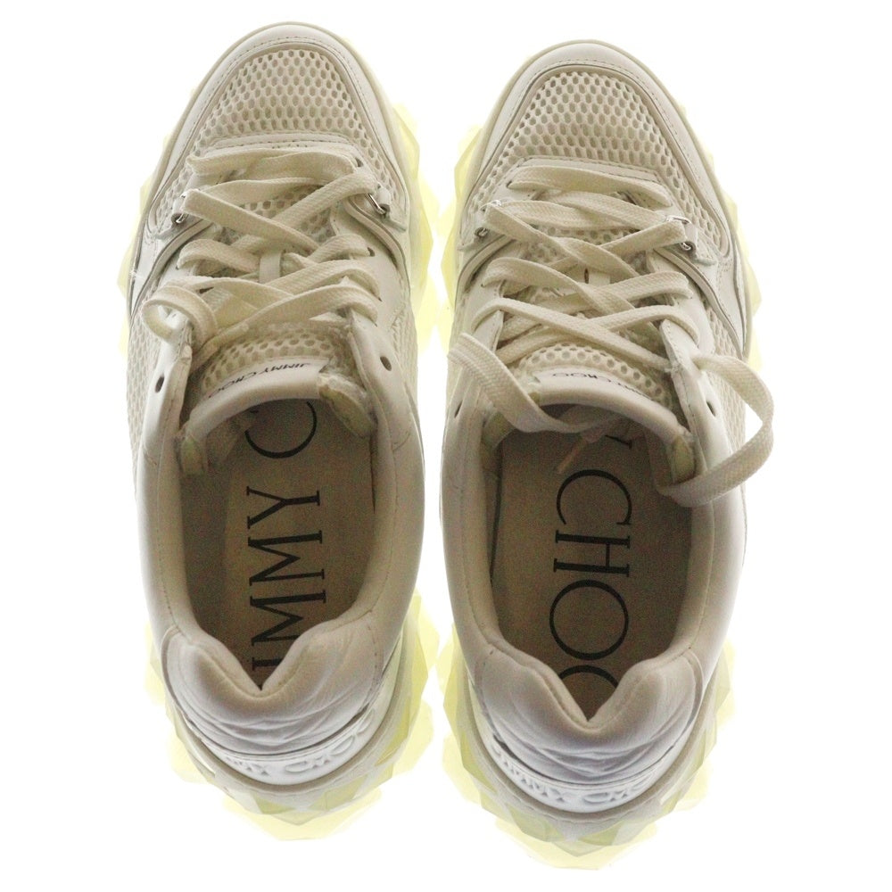 JIMMY CHOO(ジミーチュウ) DIAMOND X TRAINER ダイヤモンド トレーナー レザー メッシュ ローカットスニーカー ホワイト
