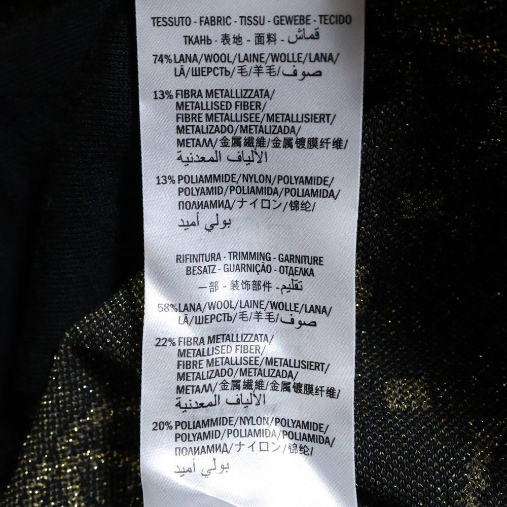 GUCCI(グッチ) GG 総柄ジャガード インターロッキングG ラメ ウール ニット カーディガン ブラック/ゴールド 555014