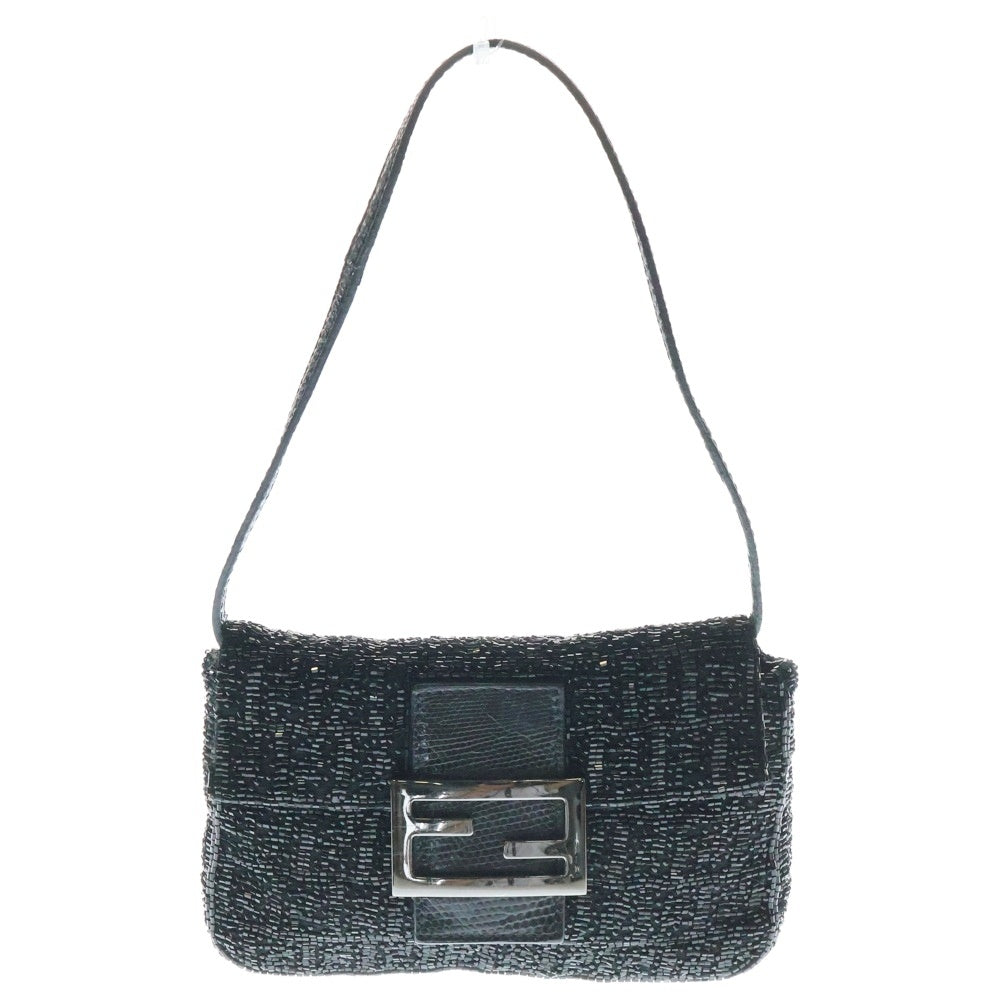 FENDI(フェンディ) ビーズマンマバケット ハンドバッグ ミニバッグ ポーチ ブラック ガンメタ金具