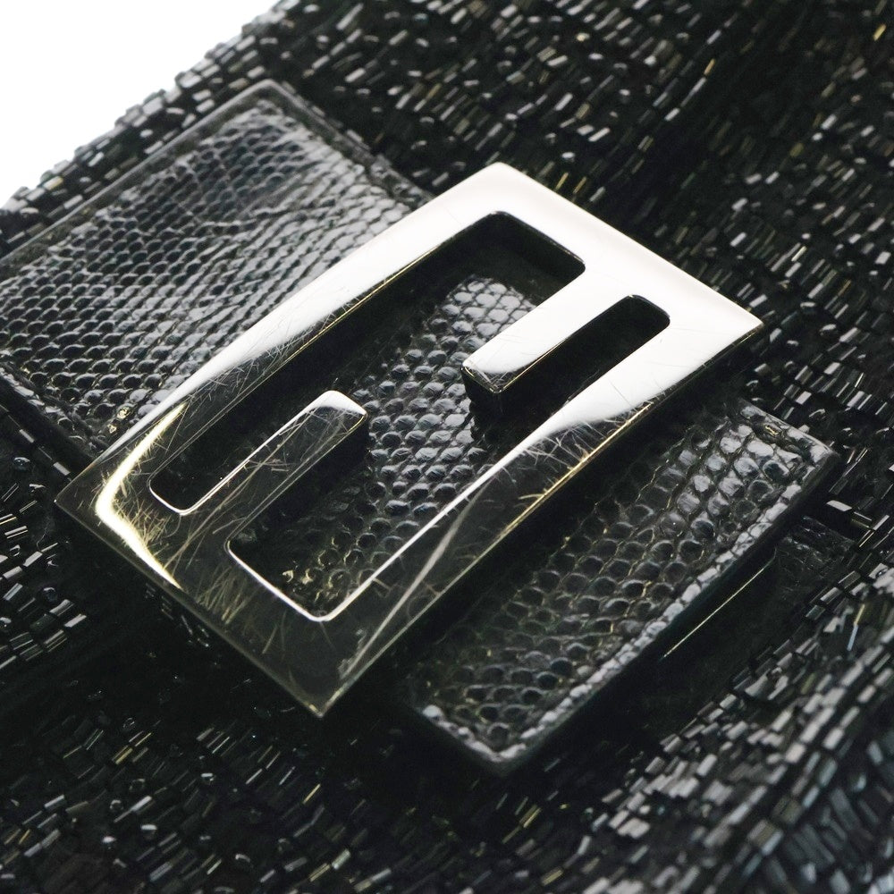 FENDI(フェンディ) ビーズマンマバケット ハンドバッグ ミニバッグ ポーチ ブラック ガンメタ金具