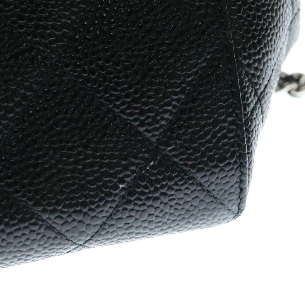 CHANEL(シャネル) ココマーク マトラッセ21 キャビアスキン レザーチェーンショルダーバッグ ブラック/シルバー レディース