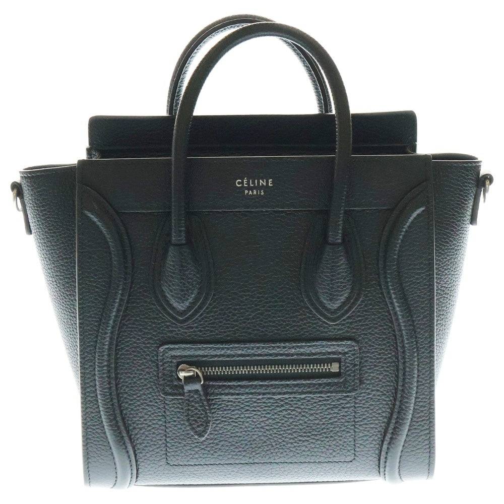 CELINE(セリーヌ) ラゲージ ナノ 2WAYバッグ ハンドバッグ ショルダーバッグ ブラック シルバー金具 レザー