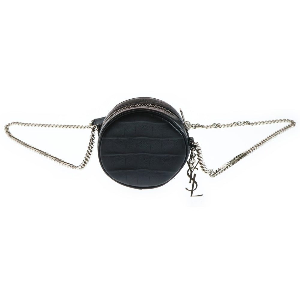 SAINT LAURENT PARIS(サンローランパリ) ラウンド チェーン ショルダーバッグ ブラック レザー 型押し 357400