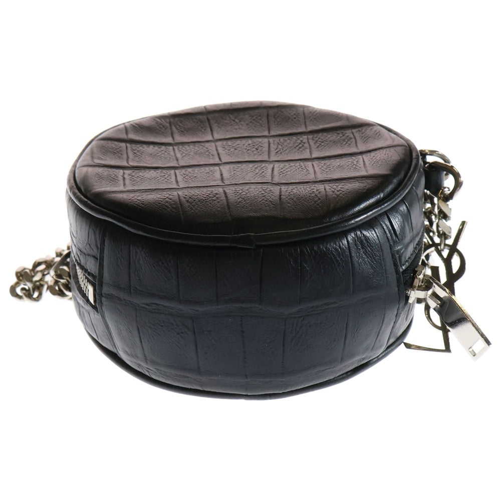 SAINT LAURENT PARIS(サンローランパリ) ラウンド チェーン ショルダーバッグ ブラック レザー 型押し 357400