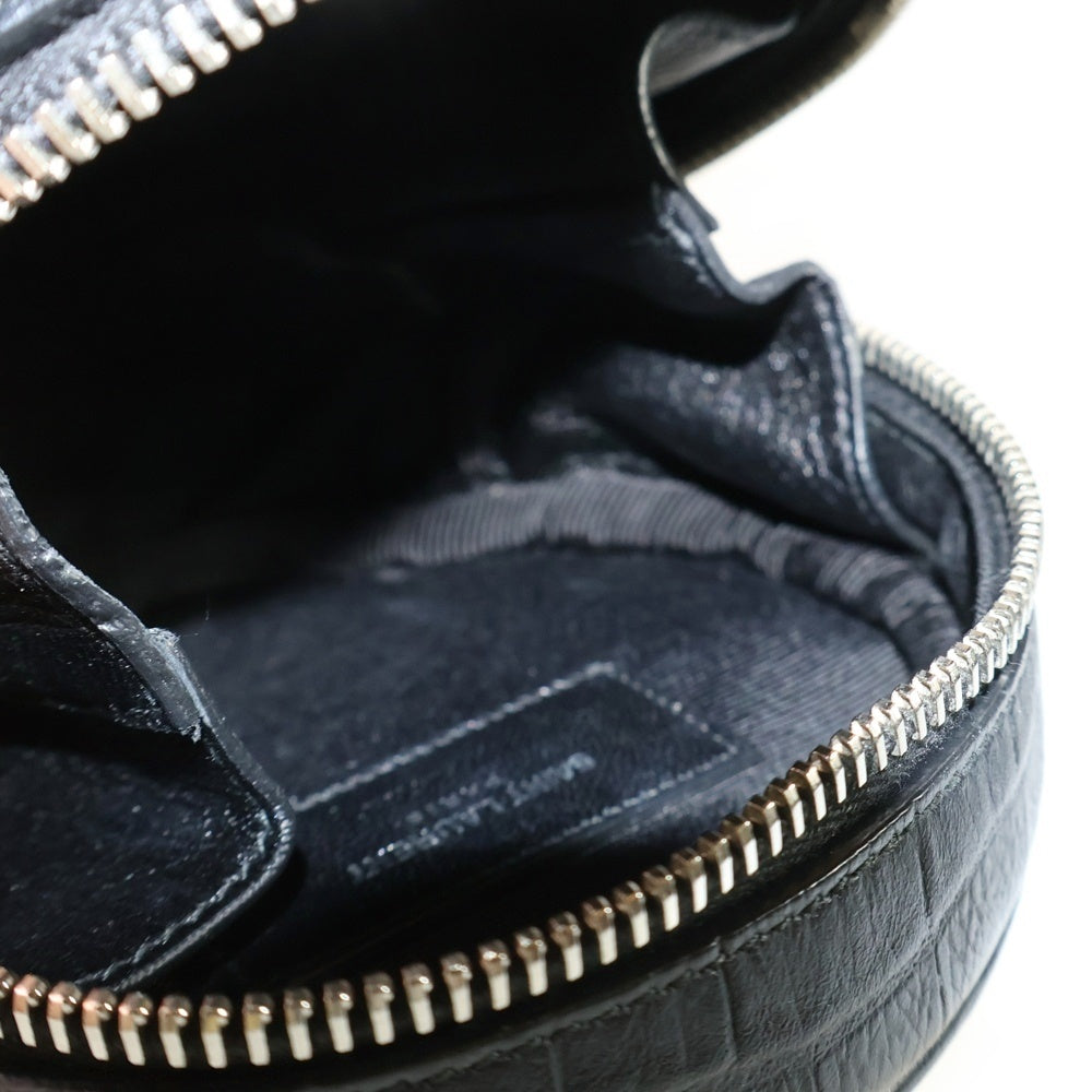 SAINT LAURENT PARIS(サンローランパリ) ラウンド チェーン ショルダーバッグ ブラック レザー 型押し 357400
