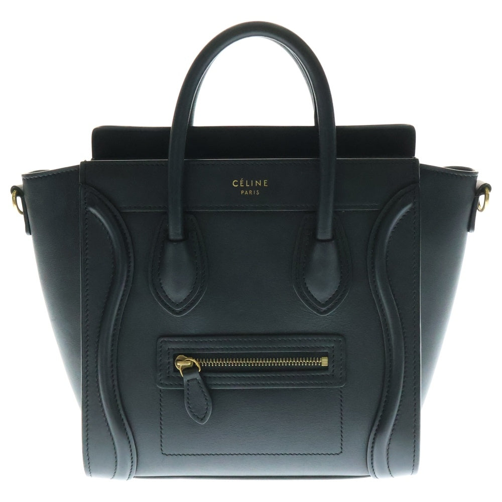 CELINE(セリーヌ) ラゲージ ナノ 2wayハンドバック ショルダーバッグ ブラック レザー カーフスキン
