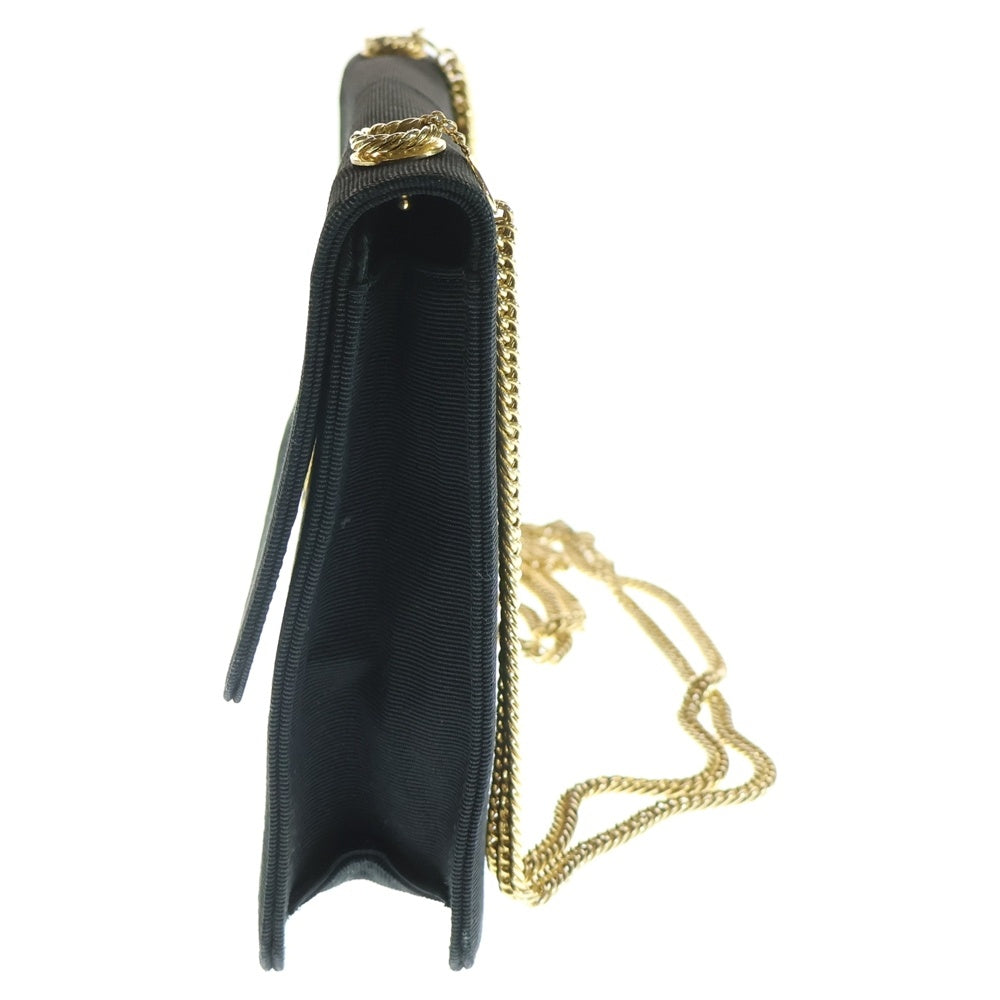 MOSCHINO(モスキーノ) プッシュロック ナイロン チェーンショルダーバッグ ゴールド金具 ブラック