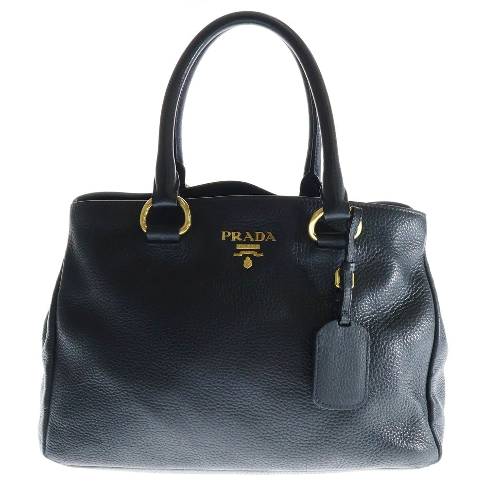 PRADA(プラダ) Vitello Phenix ヴィッテロダイノ 2Way レザーハンドバッグ ショルダーバッグ ブラック レディース