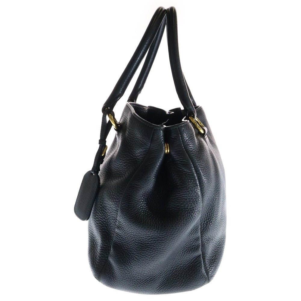 PRADA(プラダ) Vitello Phenix ヴィッテロダイノ 2Way レザーハンドバッグ ショルダーバッグ ブラック レディース