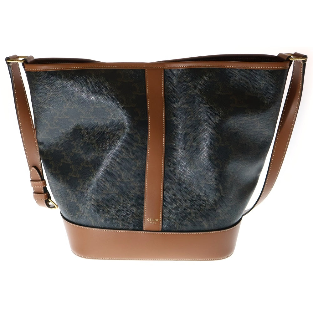 CELINE(セリーヌ) トリオンフ バケット ロゴレザーショルダーバッグ ミディアム ブラウン レディース
