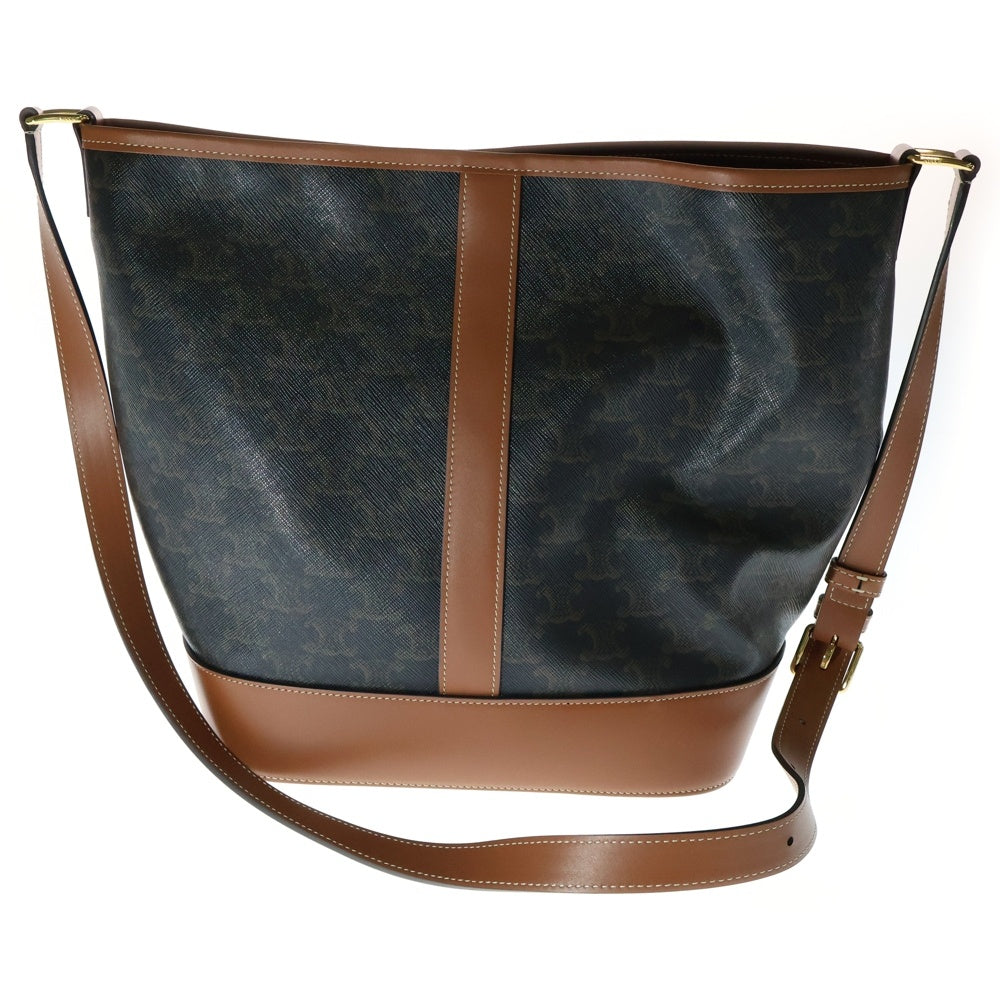CELINE(セリーヌ) トリオンフ バケット ロゴレザーショルダーバッグ ミディアム ブラウン レディース