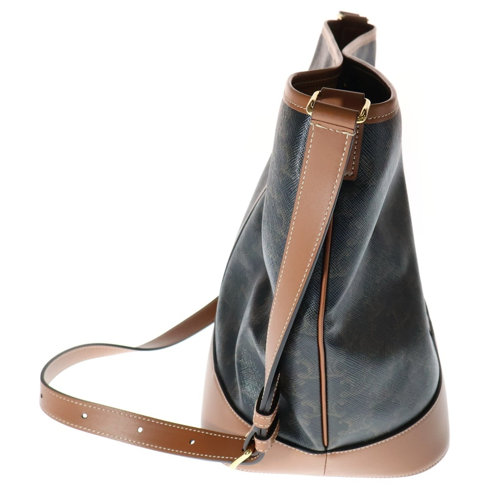 CELINE(セリーヌ) トリオンフ バケット ロゴレザーショルダーバッグ ミディアム ブラウン レディース
