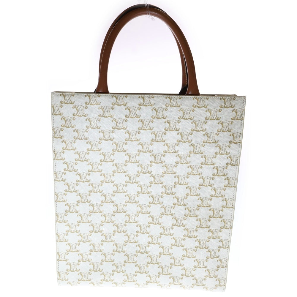 CELINE(セリーヌ) トリオンフ バーティカルカバ スモール 2WAY レザーハンドバッグ ショルダーバッグ ブラウン/ホワイト レディース